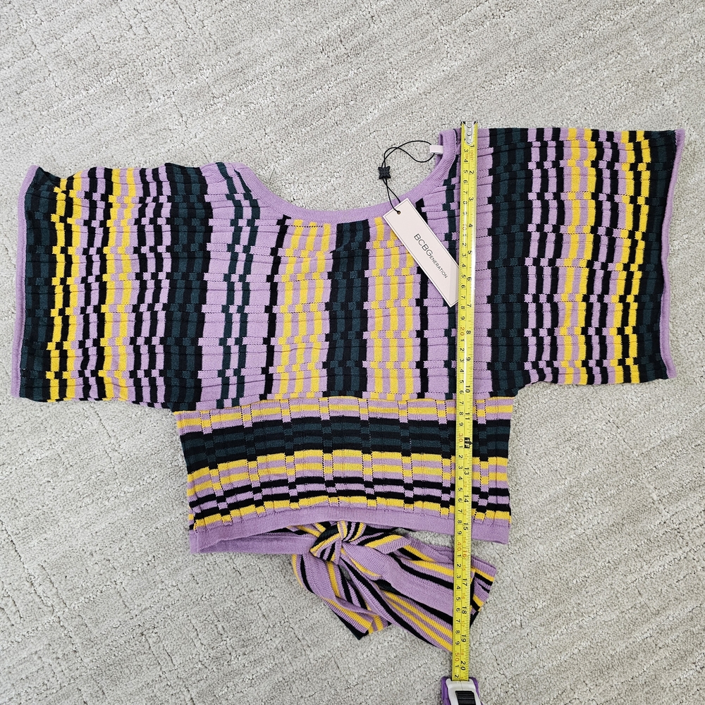 BCBGeneration Purple and Yellow Striped Blouse